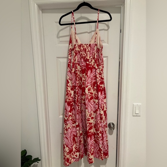 Abercrombie & Fitch Beaded Flowy Midi Dress Linen Blend Floral Size Large  NWT - Picture 13 of 15